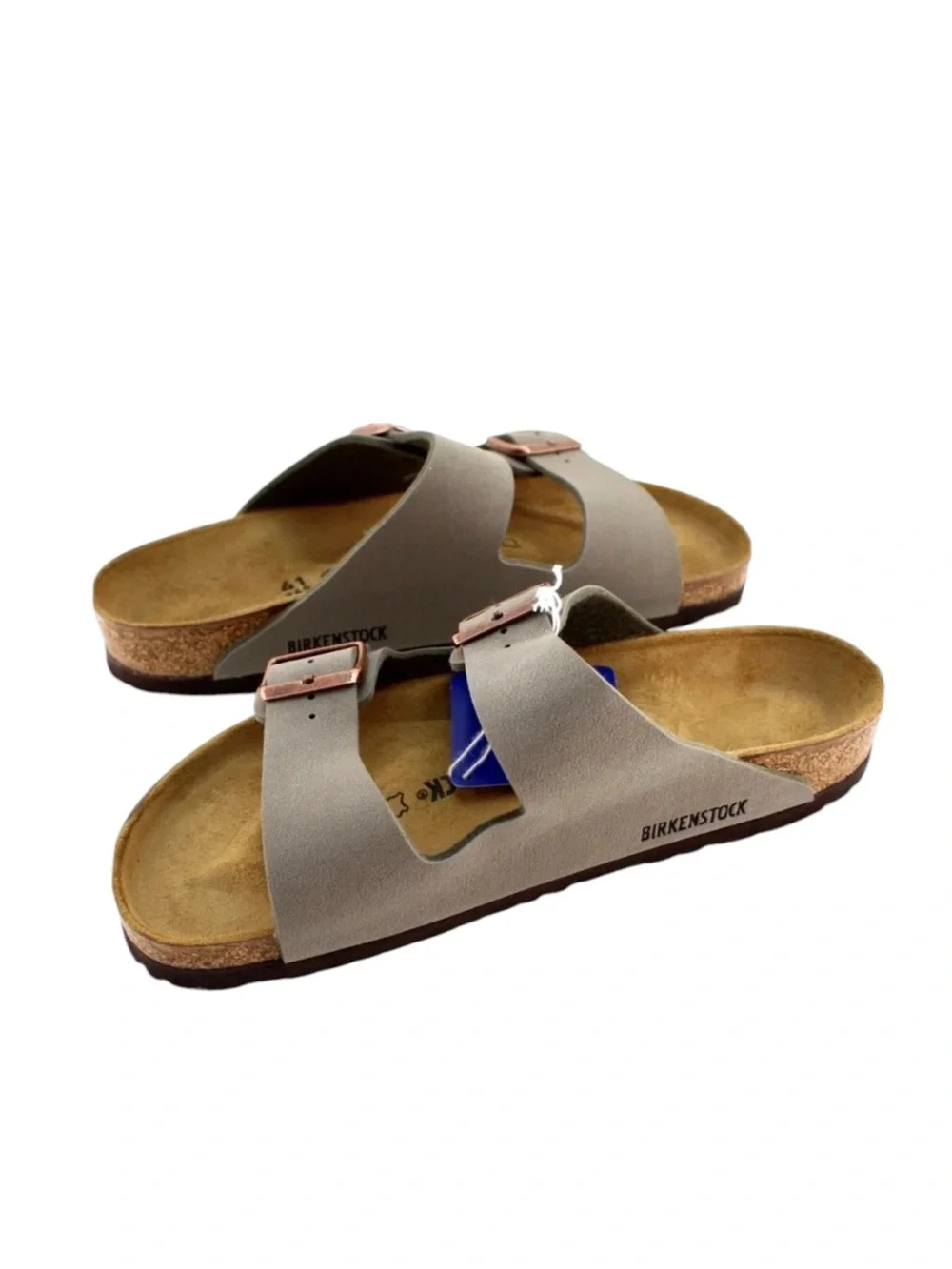 NWT Birkenstock Arizona Birko-Flor Sandals in Stone Size 44 Regular Width